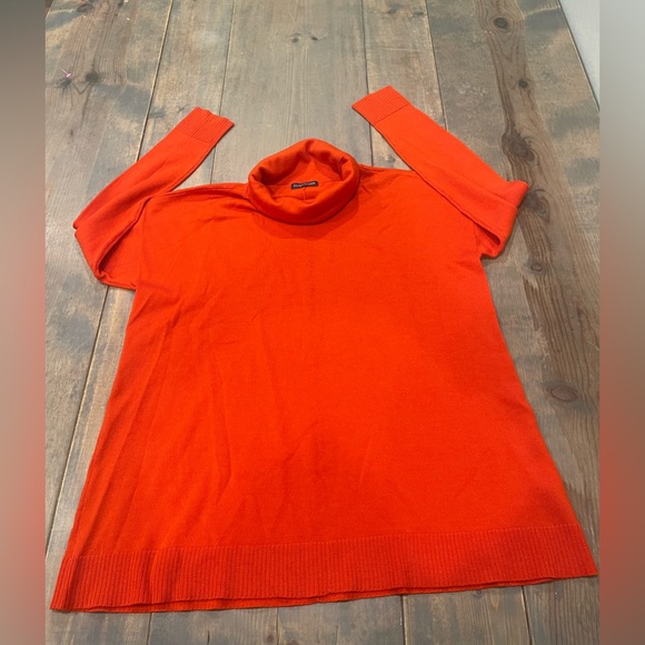 Eileen Fisher Women’s Solid Orange Turtleneck 100% Merino Wool Sweater Size: Med - Picture 1 of 7